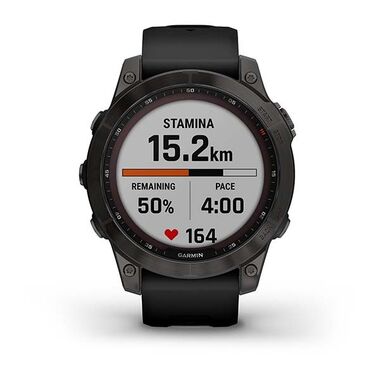 Мультиспорт.часы Garmin (Гармин) Fenix 7 Sapphire Solar, DLC-покрытие,серые с черным ремешком (010-02540-21) | Мототека