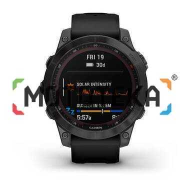 Мультиспорт.часы Garmin (Гармин) Fenix 7 Sapphire Solar, DLC-покрытие,серые с черным ремешком (010-02540-21)