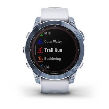 Мультиспорт.часы Garmin (Гармин) Fenix 7 Sapphire Solar, DLC-покрытие,синие с белым ремешком (010-02540-25) | Мототека