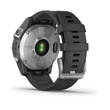 Мультиспорт.часы Garmin (Гармин) Fenix 7, серебристые с графитовым силиконовым ремешком (010-02540-01) | Мототека