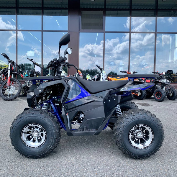 Квадроцикл детский Мотомир ATV Hammer 125 (серия 3) CAST WHEELS чёрный/синий (машинокомплект) | Мототека